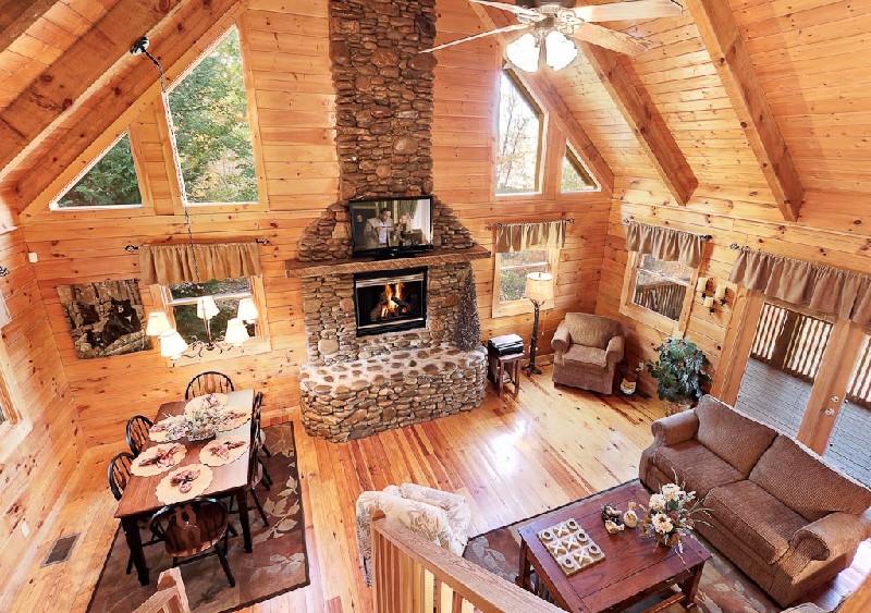 #Gatlinburgcabins, #Pigeonforgecabins, View of livingroom with fireplace